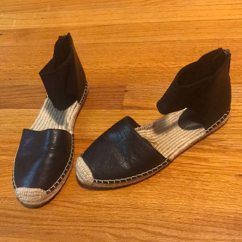 Eileen Fisher zip up sandals. Black, leather. Worn only a few times.